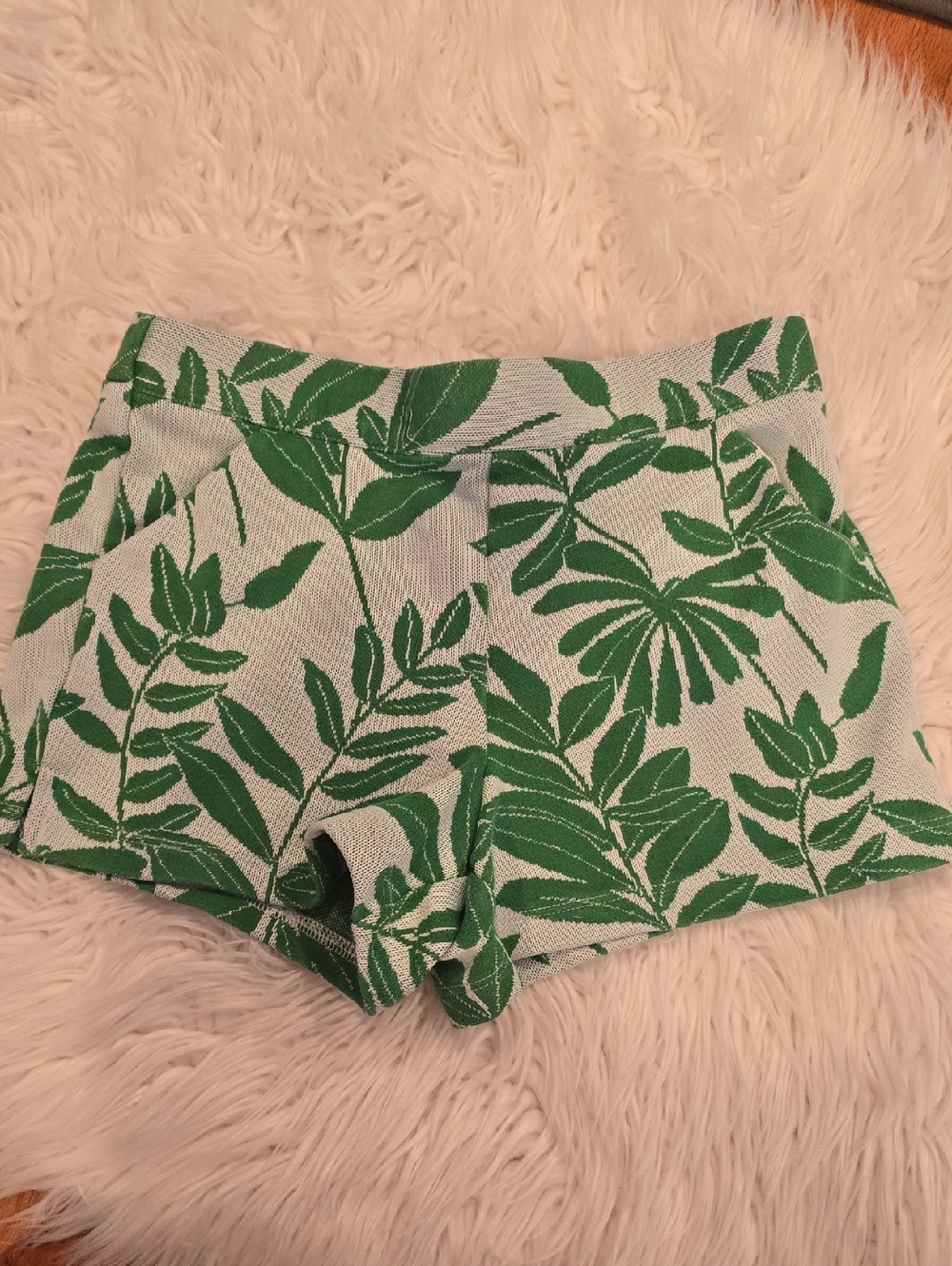 Janie and Jack Green Leaf High-Waist Shorts
